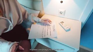 A stupid student did not read the lease and paid with her pussy