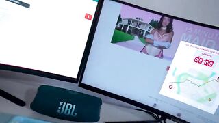 Horny house maid repairs vase with her tight pussy
