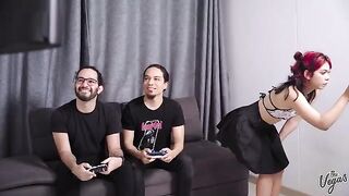 Skinny Latina Cindy Luna gets her cunt smashed by two cocks