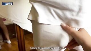 The stepmom with big tits thanks her stepson for breakfast
