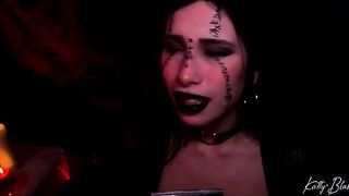 The evil witch Katty Blake cast a spell on a man with a huge cock