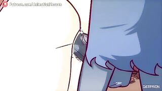 Cartoon girls make a treasure hunt and get fucked by monsters