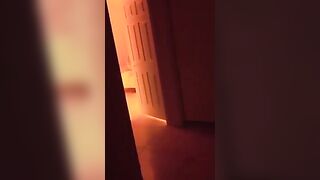 The red-haired girl is fucking in front of her house, attracting a voyeur
