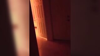 The red-haired girl is fucking in front of her house, attracting a voyeur