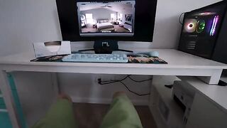 Spy drone caught petite brunette masturbating in a private moment