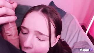 Cute schoolgirl swallows cock with incredible pleasure