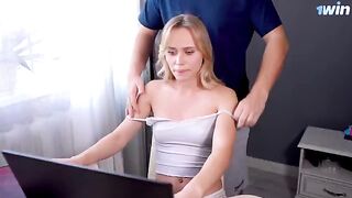 Massage for a streamer stepsister turns into hot sex