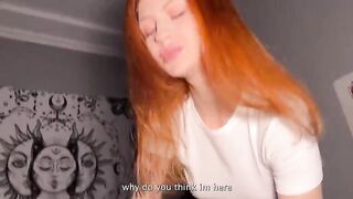 A red-haired babe got a cock in her mouth by chance
