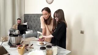 Two girls decided to make syrniki for their beloved, it got steamy