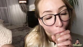 The man fucked his young secretary in glasses hard