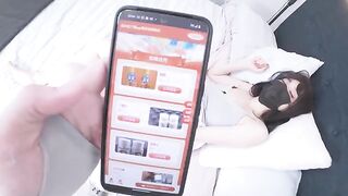 A Chinese girl with big tits gets caught masturbating and then gets fucked to squirt