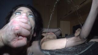 The girl has an orgasm so powerful that she almost hits the ceiling