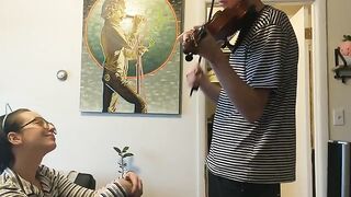 The couple was trying to practice violin when things got sexual