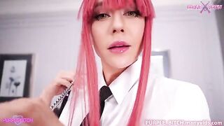 Hot threesome sex with Power, Makima, and Purple Bitch in cosplay