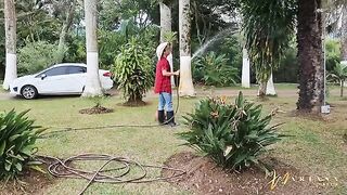 The gardener was hired by the friends to work in their yard