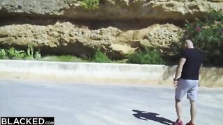Blonde hottie Venera gets her pussy railed by two black cocks in intense DP action