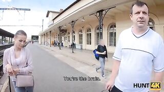 Hunter catches a girl at the train station and fucks her for cash in a daring act