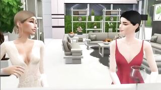 Hailey gets caught for cheating with Selena, a gamer girl, in a steamy Sims 4 scene