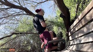 Busty Girl Almost Caught Getting Her Dick Sucked by the Lake