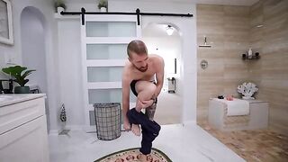 Stepbrother surprised his sister in the bath tub with a toy