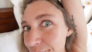 The couple has an amorous afternoon in the hotel room with passionate real sex