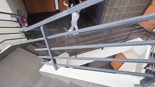 Two fake agents fucked hot Chilean model in elevator
