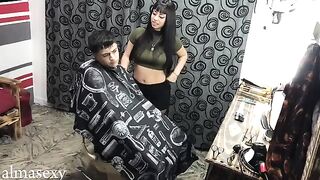 Horny Argentine slut gets banged in the barbershop in HD