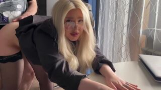 A red-faced student was fucked by her tutor in steamy session