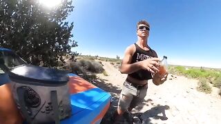 Babe has sex on the bonnet of the Volkswagen Rabbit at the hot springs