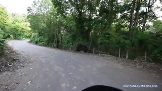 A girl has her first ride on a motorbike with a stranger and gets fucked in the jungle
