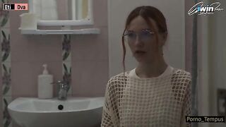 Russian schoolgirl got her pussy railed by pervert stepdad and his mate