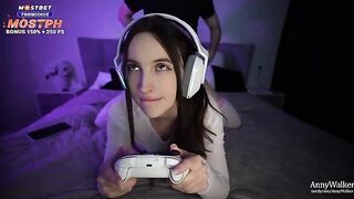 A gamer’s fantasy comes true with his stepsister in a steamy scene