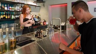 The hot bartender served not only drinks, but also sex to the customer