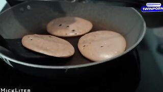 A young babe loves to start the day with a hearty pancake and sex breakfast
