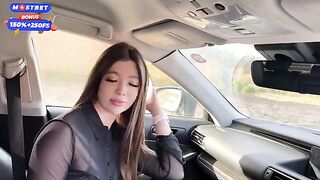A girl got hooked on a car and started to make out with her ex