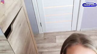 A cute girl wearing sexy lingerie has a wet dream
