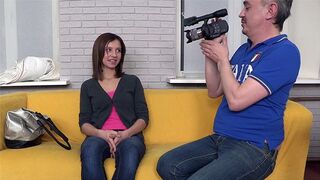 Brunette babe fucks with a fake agent at the casting in a hardcore scene