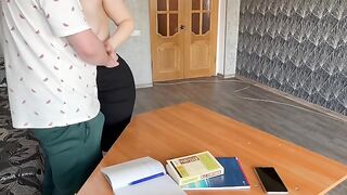 A teacher with big boobs fucks her young student