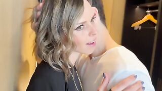 A wife was fucked by two cocks after a night out and got cum on her face