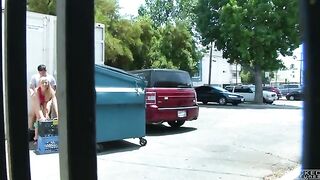 A hidden camera took intimate shots near the rubbish bin