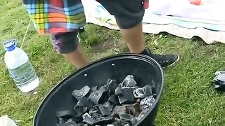 Outdoor foursome sex with Russian students who love to party hard