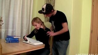 The girl in glasses gave her brother an unforgettable blowjob experience
