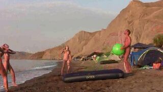 A badminton game played by two completely naked players