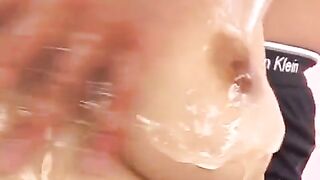 Hot Japanese chick fingers her dude’s dick and jerks it off with oil