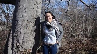 Fucked in the woods by a stranger with a dildo