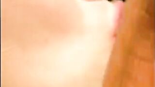 A guy came to his girlfriend near the pool and released cum on her face
