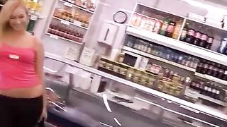 Theft turned to sex in the back of the cashier, with a gorgeous blonde