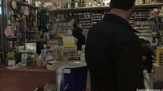 The sexy girl was fucked by a guy right in the shop