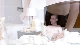 Amber Rain fucks with her husband and his friend in a steamy threesome