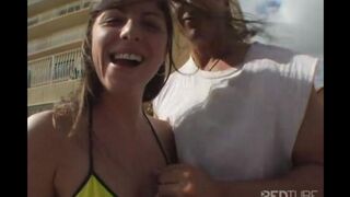 Fella fucked a girl after walking with her by the bicycle